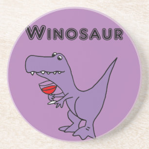 Den roliga dinosauren med vin är en Winosaur Underlägg Sandsten