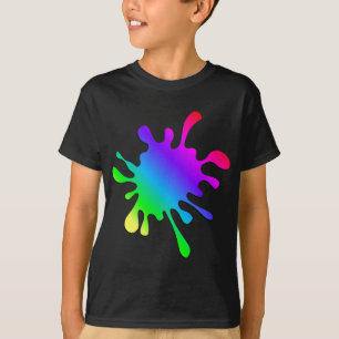 Den roliga färgrika konstregnbågen målar t-shirt