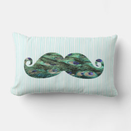 Den roliga färgrika påfågeln befjädrar mustasch lumbarkudde