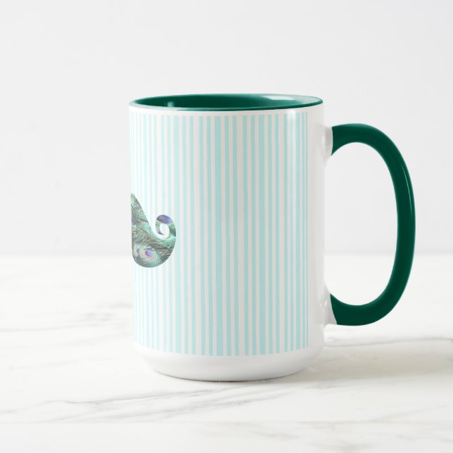 Den roliga färgrika påfågeln befjädrar mustasch mugg (Höger)