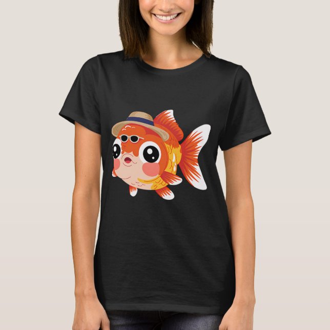 Den roliga fisken med hatten t shirt (Framsida)