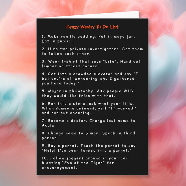 Den roliga galna knäpp lurasen för det nya året kort (Funny Crazy Wacky New Year Pranks To Do List Humor Card)