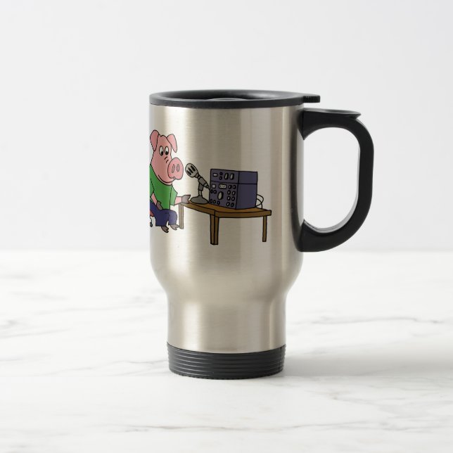 Den roliga grisen som använder skinka, radiosände resemugg (Höger)