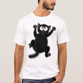 Den roliga gulliga svarten skrämmde tecknadkatten, t shirt