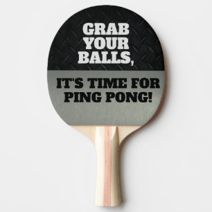 Den roliga hastigt grepp dina bollar kyler det pingisracket