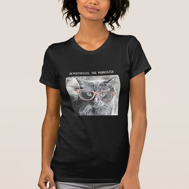 Den roliga kattskjortan, ändå, purrsisted hon t shirt (Framsida)
