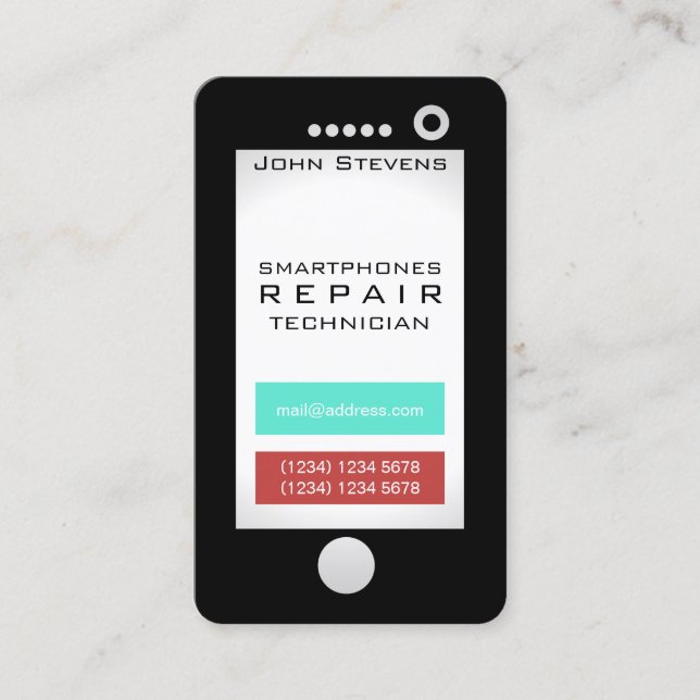 Den roliga looken för celltelefonfauxen formar visitkort (Framsida)