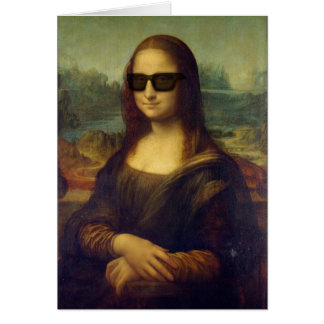 Den roliga lyckliga hipsteren Mona Lisa skuggar in Hälsningskort