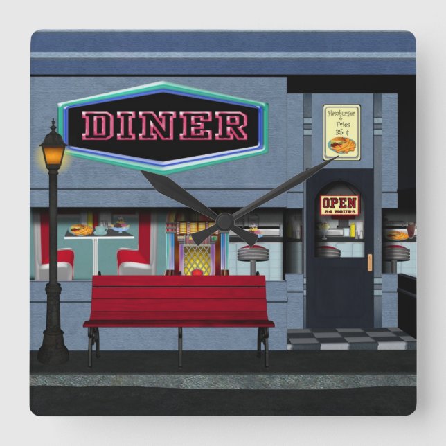 Den roliga middagen tar tid på fyrkantig klocka (Framsida)