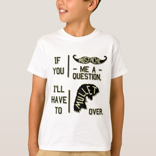 Den roliga mustaschen ifrågasätter tee shirt (Framsida)