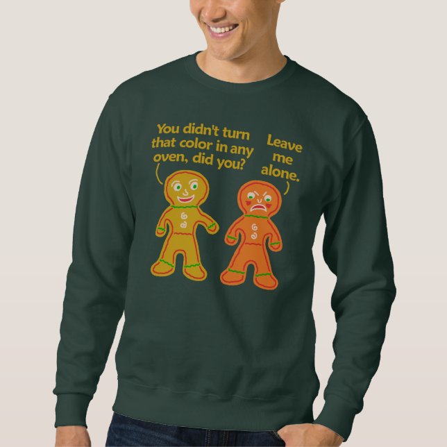 Den roliga pepparkakan fejkar ful solbränd jul sweatshirt (Framsida)
