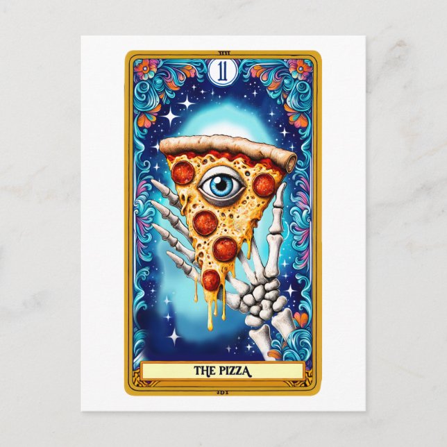 Den roliga pizzan Tarot Caed Vykort (Framsida)