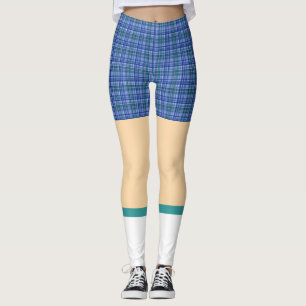 Den roliga plädet kortsluter golfgeekkvinnor leggings