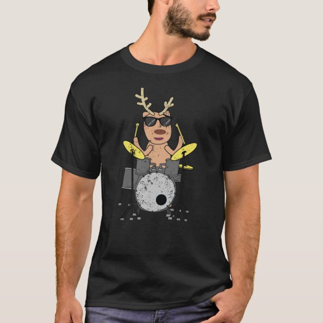 Den roliga renen för julmusikhandelsresanden t shirt (Framsida)