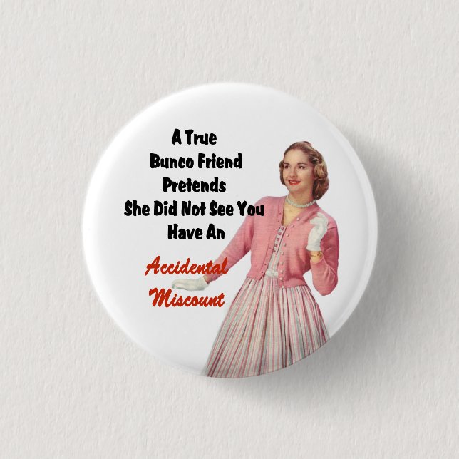 Den roliga Retro vintageBunco prisen knäppas Knapp (Framsida)