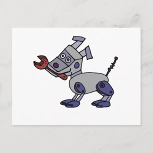 Den roliga robothunden med rycker häftig vykort