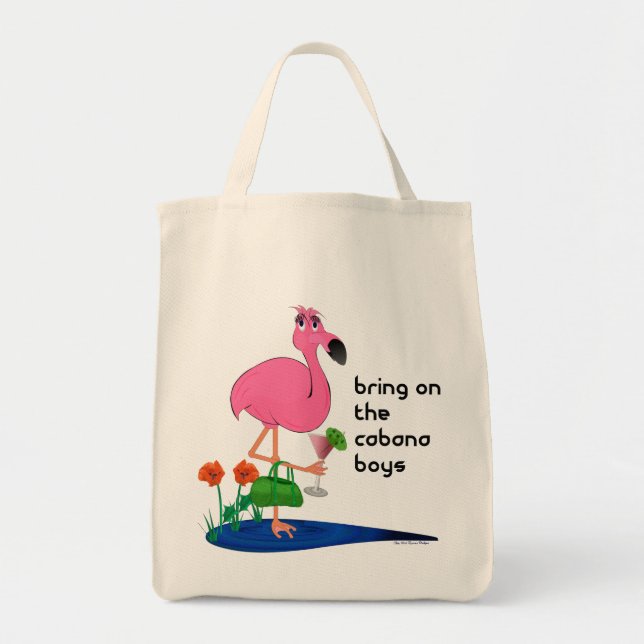 Den roliga rosa flamingoen hänger lös tygkasse (Framsidan)