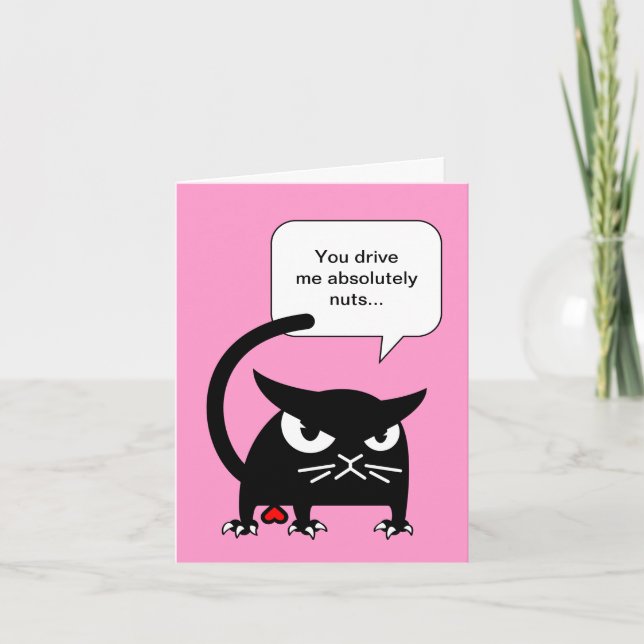 Den roliga svart kattvalentines day Cards | Badd Helgkort (Framsida)