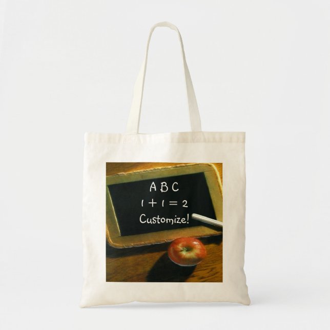 Den roliga svart tavlaApple för back to school Tygkasse (Framsidan)