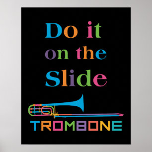 Den roliga trombonen - gör den på glidbanan poster
