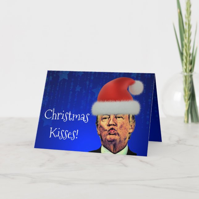 Den roliga trumfrynkan "jul kysser ", helgkort (Framsida)