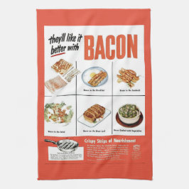 Den roliga vintage"förbättra med bacon" kökshandduk