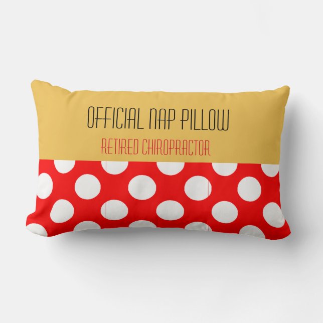 Den roligt avgick kiropraktorn kudder röd gult lumbarkudde (Framsida)