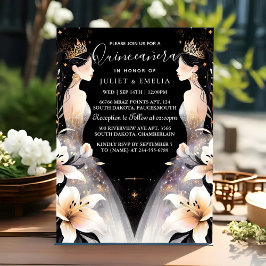 Den Roligten Joy Lily Twin Dual Joint Dubbla Quinc Inbjudningar