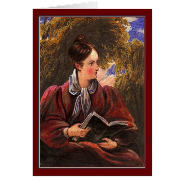 Den romantiska avläsaren, allegori av litteratur hälsningskort (Framsidan)