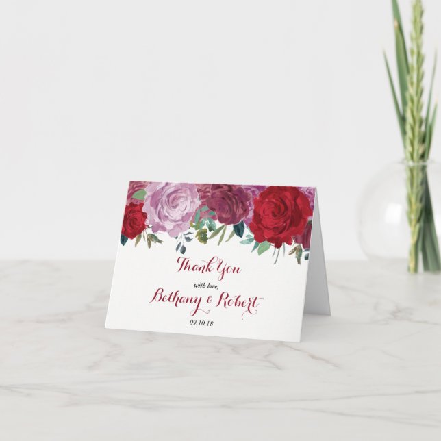 Den romantiska blomsterbröllops kollektionen tack kort (Framsida)