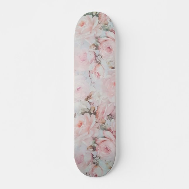 Den romantiska pastellfärgade rosa krickaeleganten skateboard bräda 20,5 cm (Framsida)