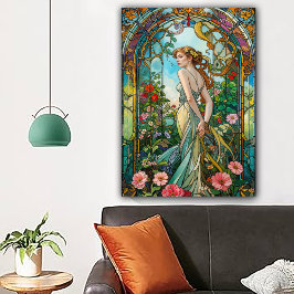 Den romantiska vinranken Art Nouveau Feminine Poster