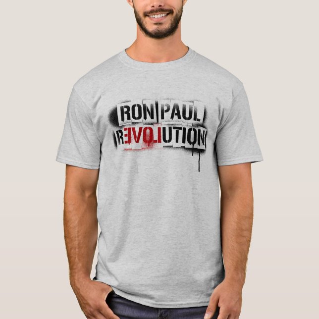 Den Ron Paul revolutionen stencilerar grafitti Tee Shirt (Framsida)