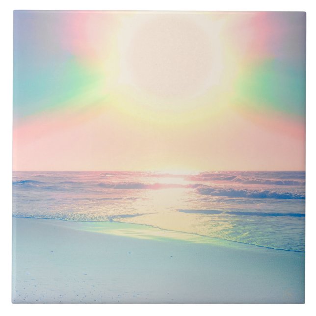 Den ropiska Sol-sjön - färgfull sommar Kakelplatta (Framsidan)