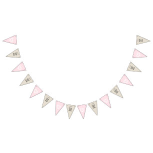 Den rosa beige hjärtaflickabröllopsfesten vimplar