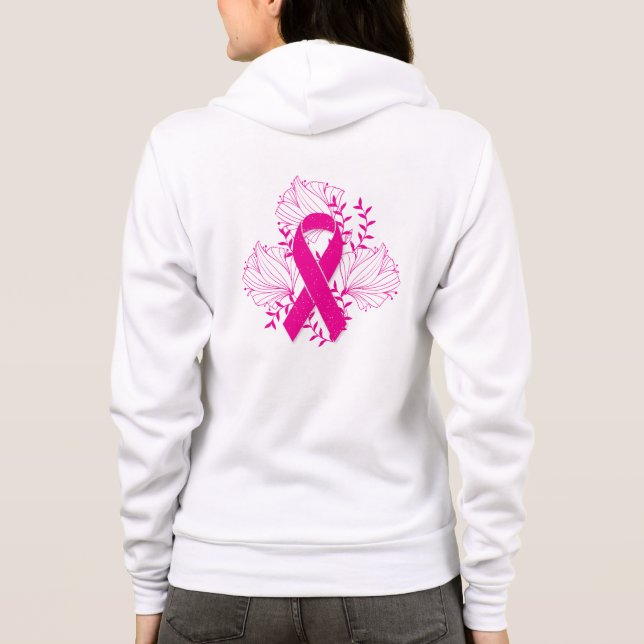 Den rosa blomman för bröstcancermedvetenhetbandet tee shirt (Baksida)