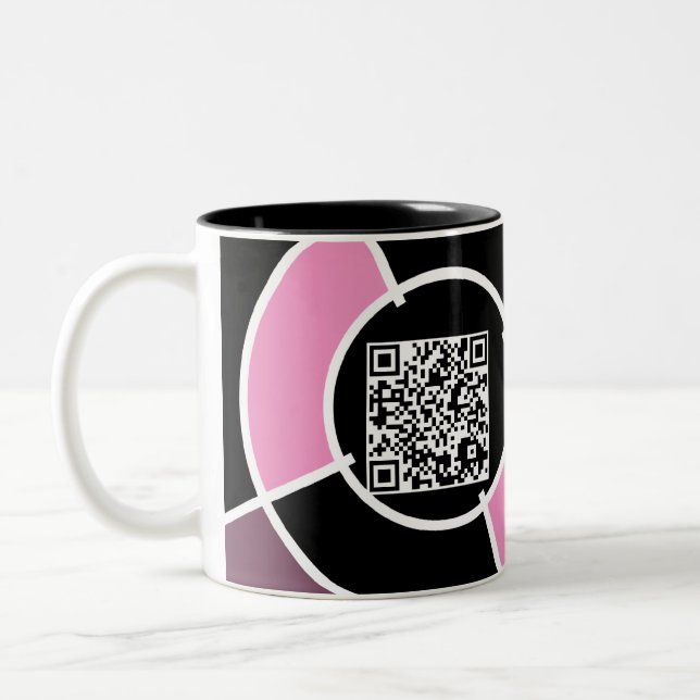den rosa bullseyen QR kodifierar Två-Tonad Mugg (Vänster)