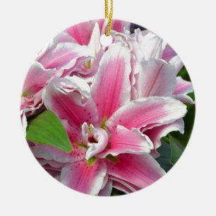 Den rosa dagdrömmareliljan blommar i vår julgransprydnad keramik