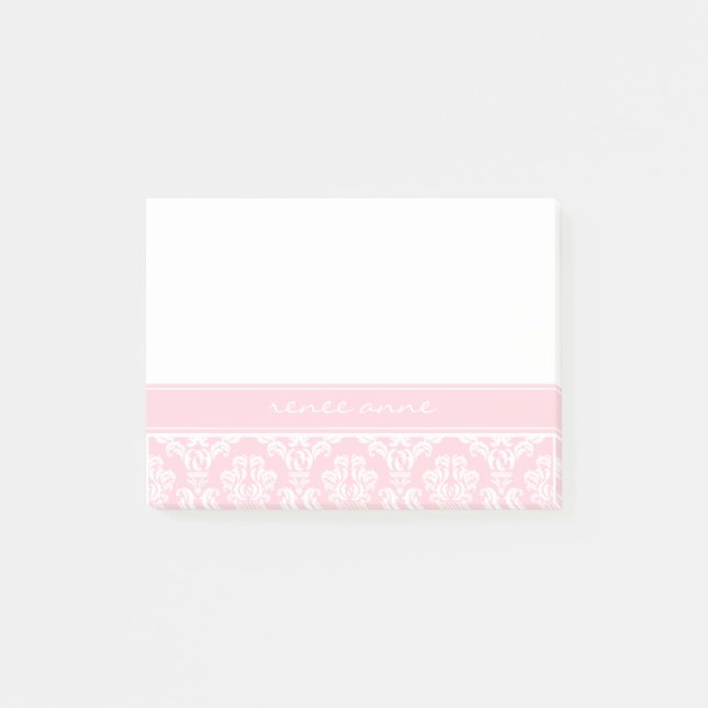 Den rosa damastast monogramen Postar-it® noterar Post-it Block (Framsida)