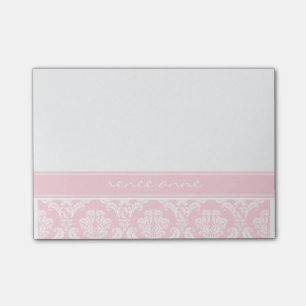 Den rosa damastast monogramen Postar-it® noterar Post-it Block