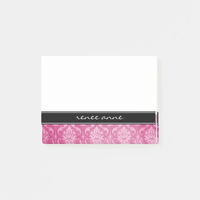 Den rosa damastsvartpersonligen Postar-it® noterar Post-it Block (Framsida)