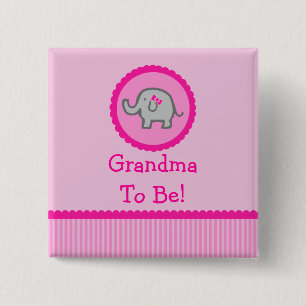 Den rosa elefanten "mormodern som är" baby shower knapp