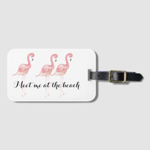Den rosa Flamingobagagemärkren för strand reser Bagagebricka
