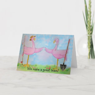 Den rosa flamingoen kopplar ihop den lyckliga kort