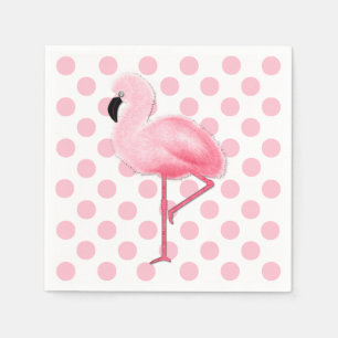 Den rosa flamingoen och polkaen pricker servetter