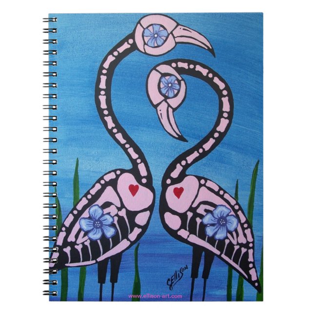 Den rosa flamingoen parar day of the dead noterar anteckningsbok (Framsidan)