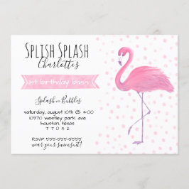 Den rosa flamingoen polk-en-pricker den 1st inbjudningar