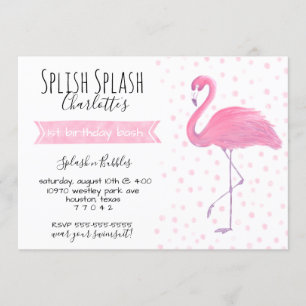 Den rosa flamingoen polk-en-pricker den 1st inbjudningar