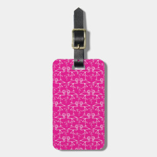 Den rosa flamingoen reser hänger lös märkremallen bagagebricka
