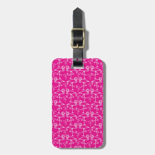 Den rosa flamingoen reser hänger lös märkremallen bagagebricka (Vertikal Framsida)